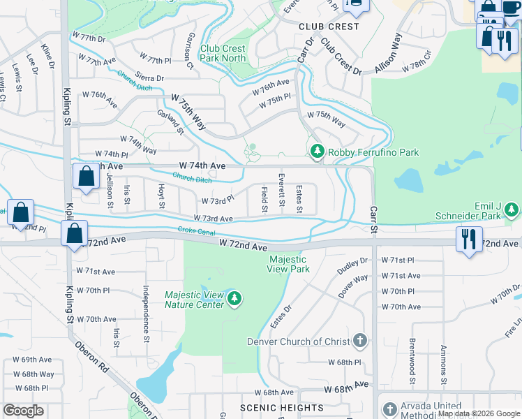 map of restaurants, bars, coffee shops, grocery stores, and more near in Westminster