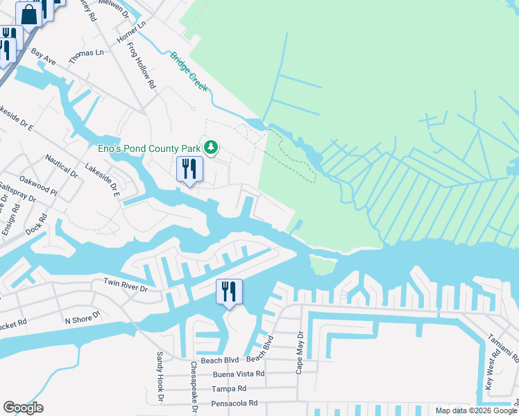map of restaurants, bars, coffee shops, grocery stores, and more near 361 East Lacey Road in Lacey Township