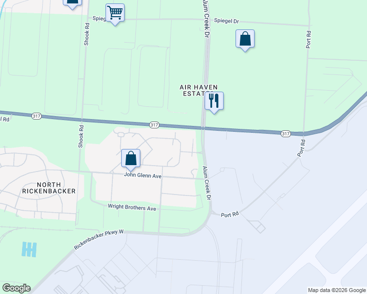 map of restaurants, bars, coffee shops, grocery stores, and more near 201 Buckeye Circle in Franklin County
