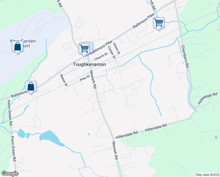 map of restaurants, bars, coffee shops, grocery stores, and more near 131 Maple Lane in Toughkenamon