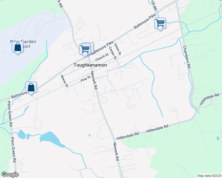 map of restaurants, bars, coffee shops, grocery stores, and more near 131 Maple Lane in Toughkenamon