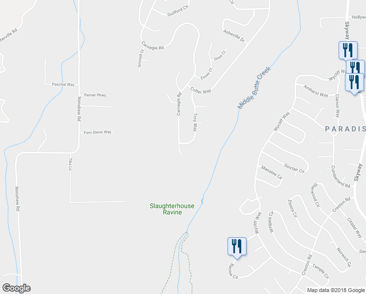 map of restaurants, bars, coffee shops, grocery stores, and more near 14306 Troy Way in Magalia