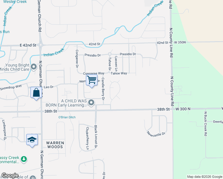 map of restaurants, bars, coffee shops, grocery stores, and more near 3941 Planewood Drive in Indianapolis