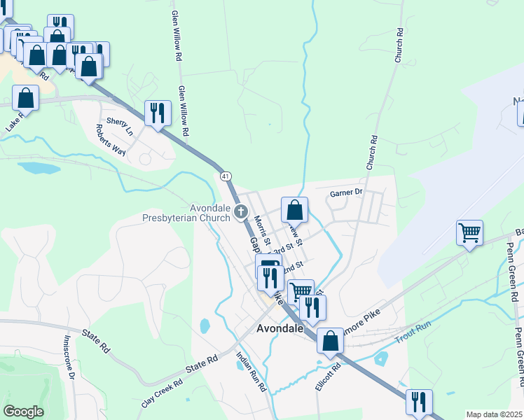 map of restaurants, bars, coffee shops, grocery stores, and more near 502 Chatham Street in Avondale