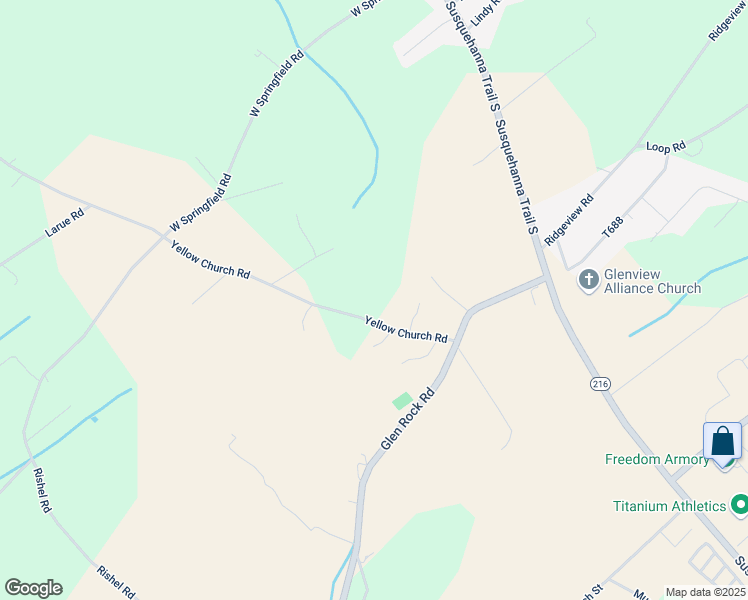 map of restaurants, bars, coffee shops, grocery stores, and more near 9945 Yellow Church Road in Seven Valleys