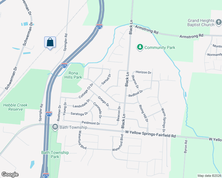 map of restaurants, bars, coffee shops, grocery stores, and more near 565 Dorado Drive in Fairborn