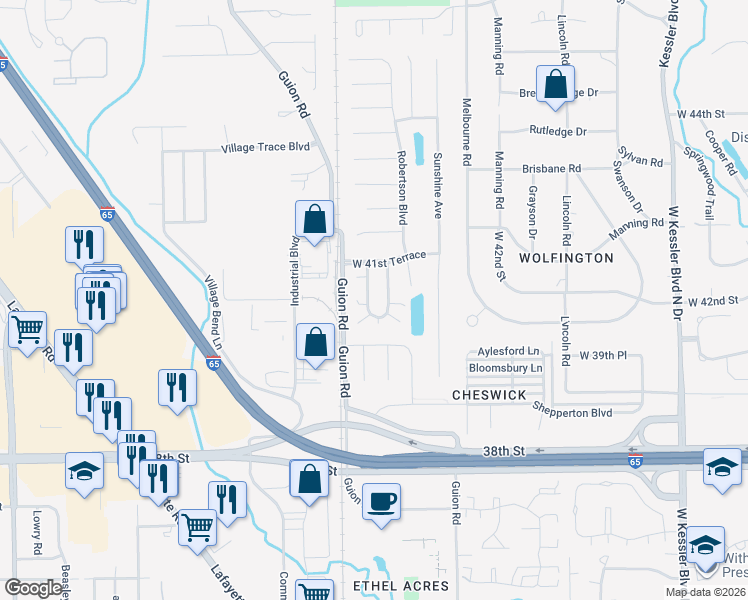 map of restaurants, bars, coffee shops, grocery stores, and more near 4123 Luxembourg Circle West in Indianapolis