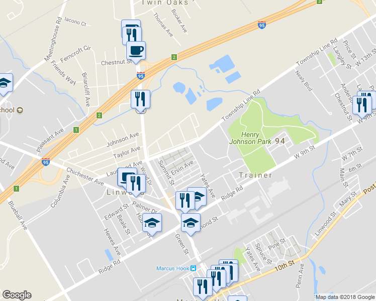map of restaurants, bars, coffee shops, grocery stores, and more near 1570 Yates Avenue in Linwood