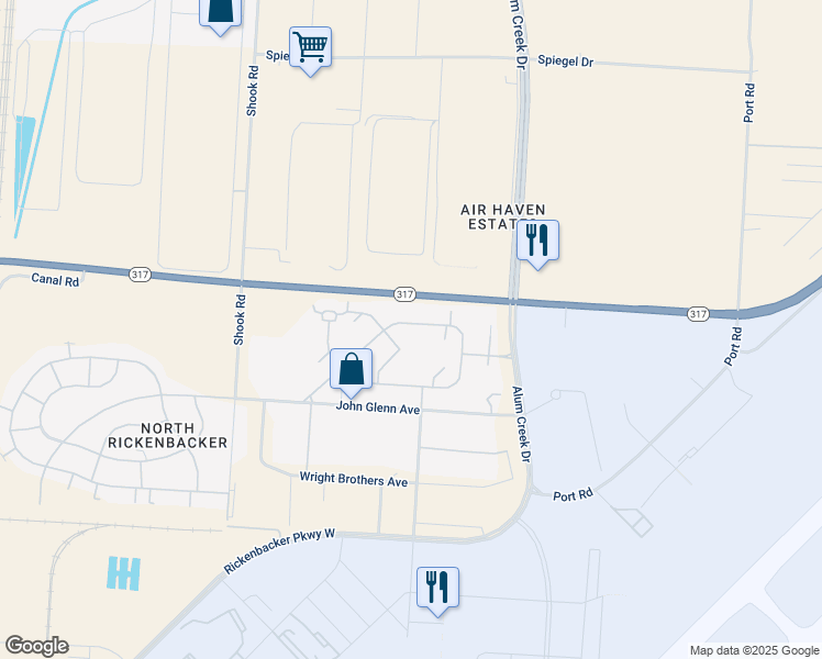 map of restaurants, bars, coffee shops, grocery stores, and more near 88 Buckeye Circle in Columbus
