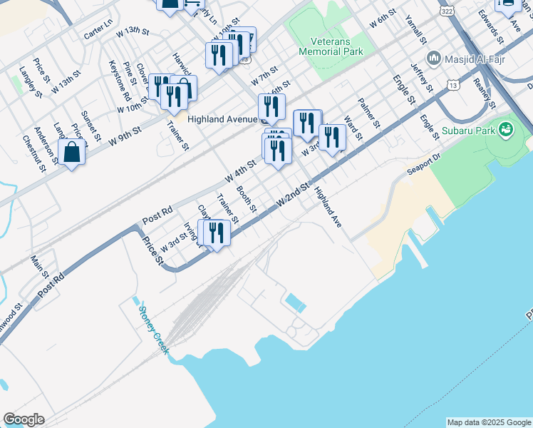 map of restaurants, bars, coffee shops, grocery stores, and more near 220 Elk Street in Chester