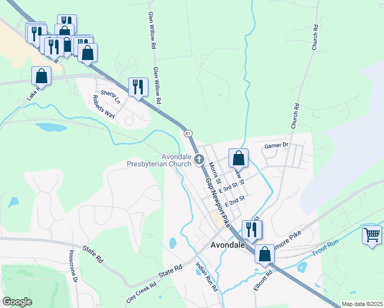 map of restaurants, bars, coffee shops, grocery stores, and more near 522 Pennsylvania Avenue in Avondale
