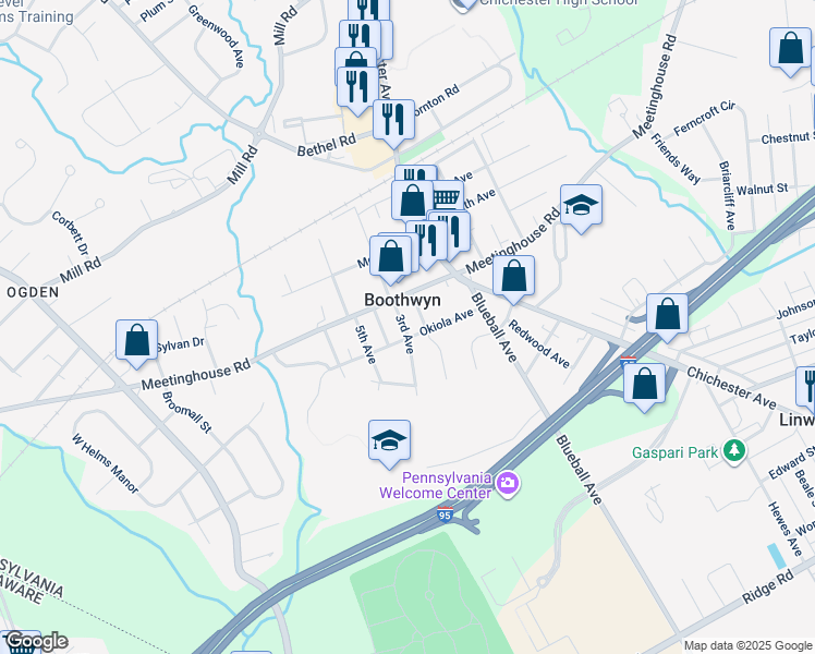 map of restaurants, bars, coffee shops, grocery stores, and more near in UPPR CHICHSTR