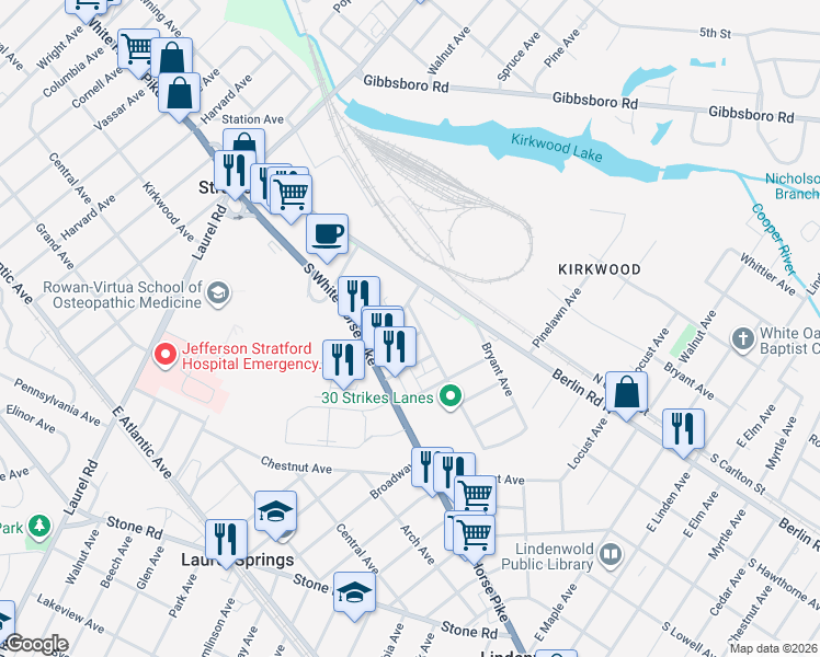map of restaurants, bars, coffee shops, grocery stores, and more near 41 Hunt Avenue in Stratford