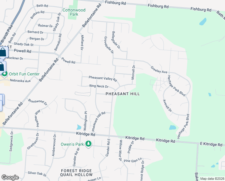 map of restaurants, bars, coffee shops, grocery stores, and more near 6458 Ring Neck Drive in Dayton