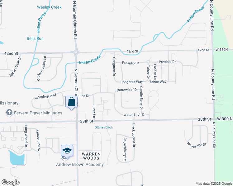 map of restaurants, bars, coffee shops, grocery stores, and more near 11253 Narrowleaf Drive in Indianapolis
