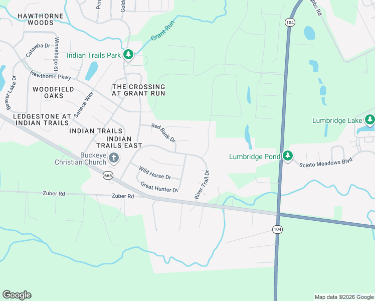 map of restaurants, bars, coffee shops, grocery stores, and more near 1246 River Trail Drive in Grove City