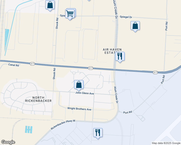 map of restaurants, bars, coffee shops, grocery stores, and more near 88 Buckeye Circle in Columbus