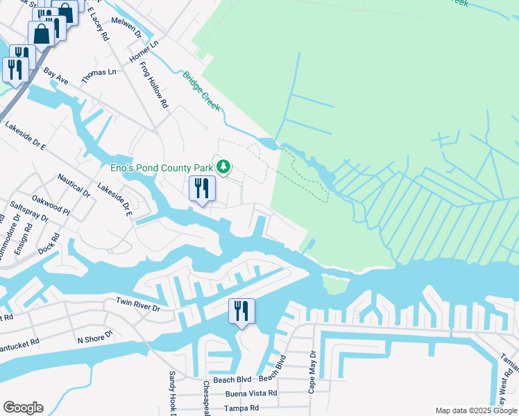 map of restaurants, bars, coffee shops, grocery stores, and more near 351 Harbor View in Lacey Township