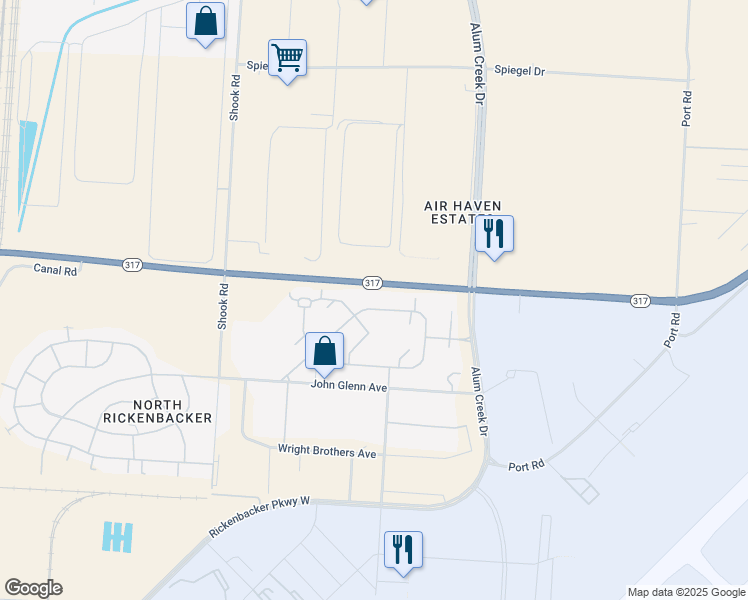 map of restaurants, bars, coffee shops, grocery stores, and more near 88 Buckeye Circle in Columbus