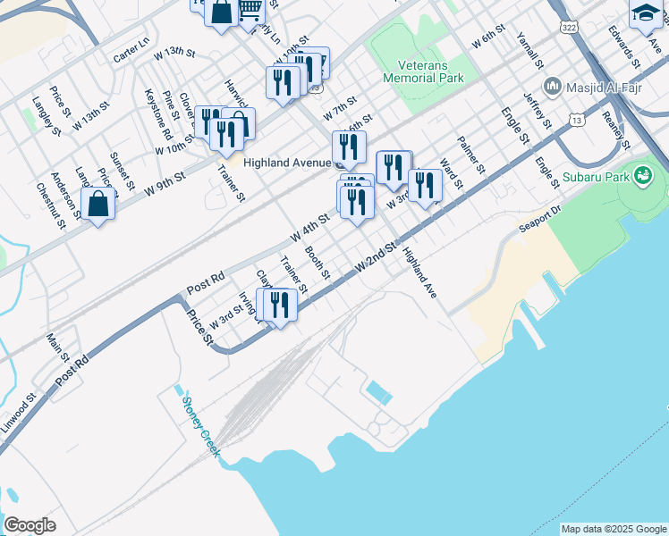 map of restaurants, bars, coffee shops, grocery stores, and more near 220 Elk Street in Chester