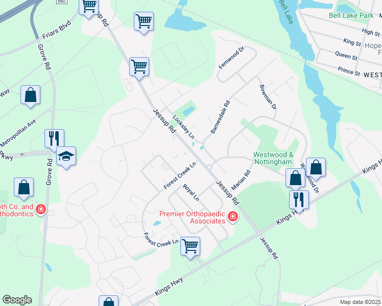 map of restaurants, bars, coffee shops, grocery stores, and more near 550 Jessup Road in Paulsboro