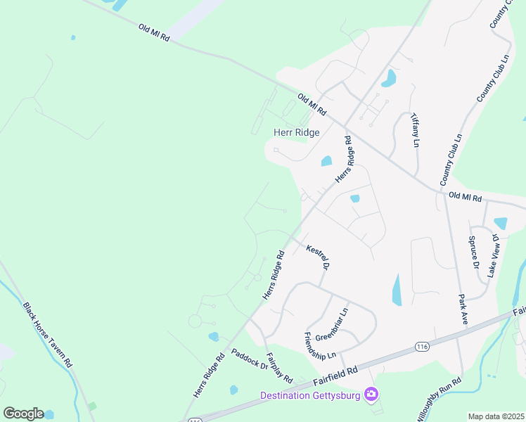 map of restaurants, bars, coffee shops, grocery stores, and more near 23 Partridge Court in Gettysburg