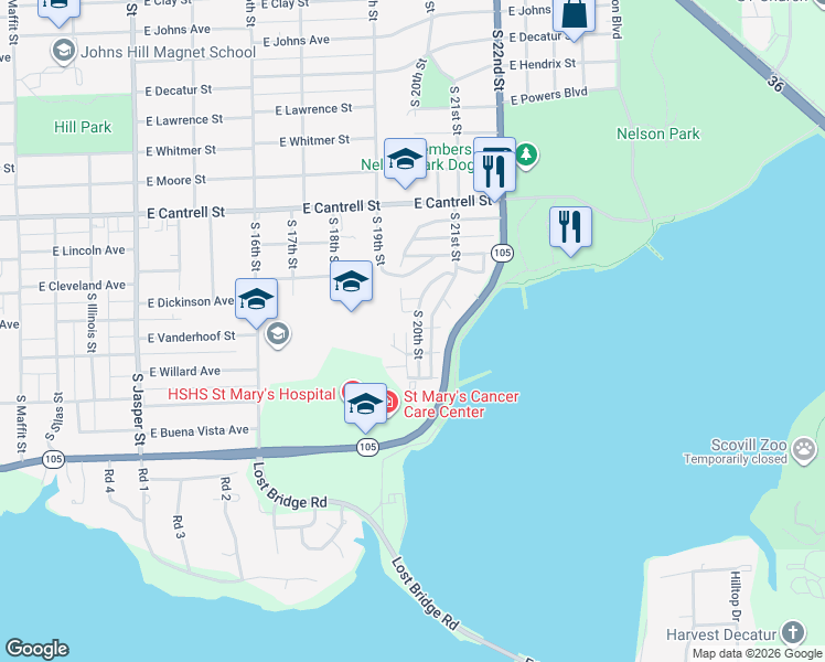 map of restaurants, bars, coffee shops, grocery stores, and more near 1226 South 20th Street in Decatur