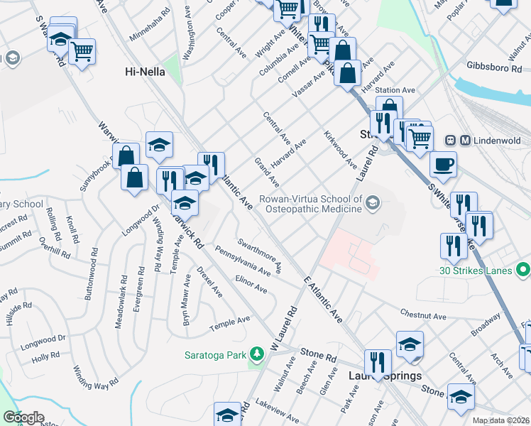 map of restaurants, bars, coffee shops, grocery stores, and more near 8 Union Avenue in Stratford