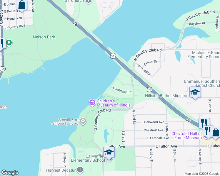 map of restaurants, bars, coffee shops, grocery stores, and more near 1 Lombardy Drive in Decatur