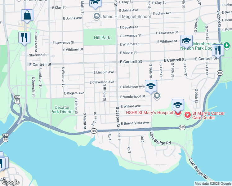 map of restaurants, bars, coffee shops, grocery stores, and more near 1122 East Henderson Avenue in Decatur