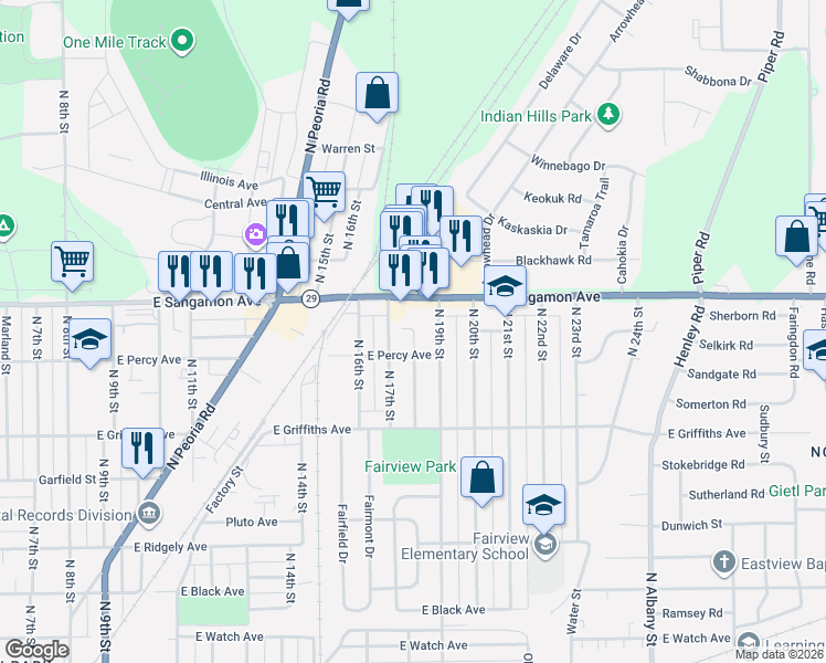 map of restaurants, bars, coffee shops, grocery stores, and more near 2213 Cellini Boulevard in Springfield