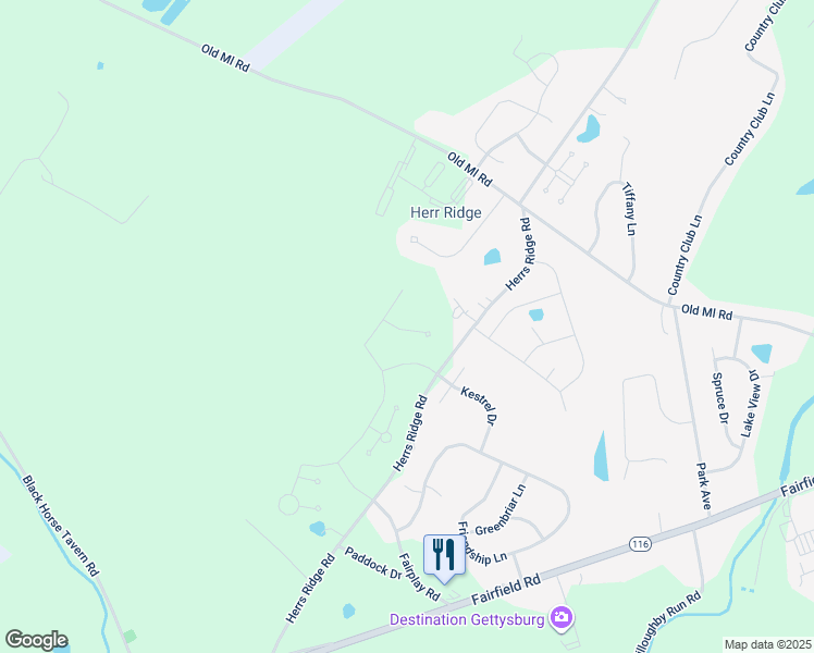 map of restaurants, bars, coffee shops, grocery stores, and more near 32 Partridge Court in Gettysburg