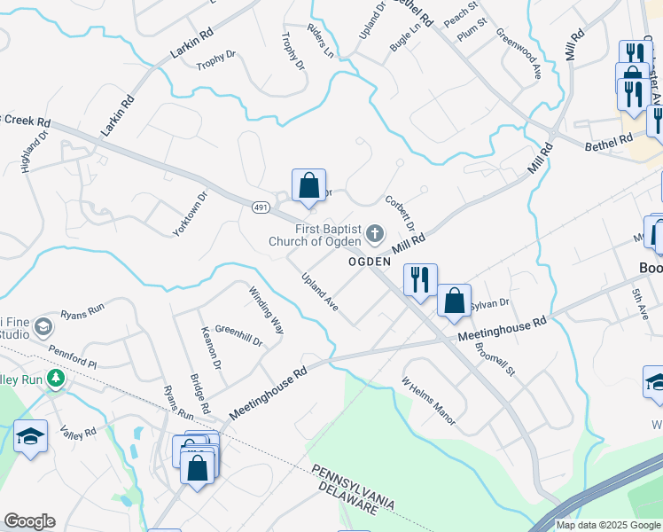 map of restaurants, bars, coffee shops, grocery stores, and more near 2644 Mill Road in Ogden