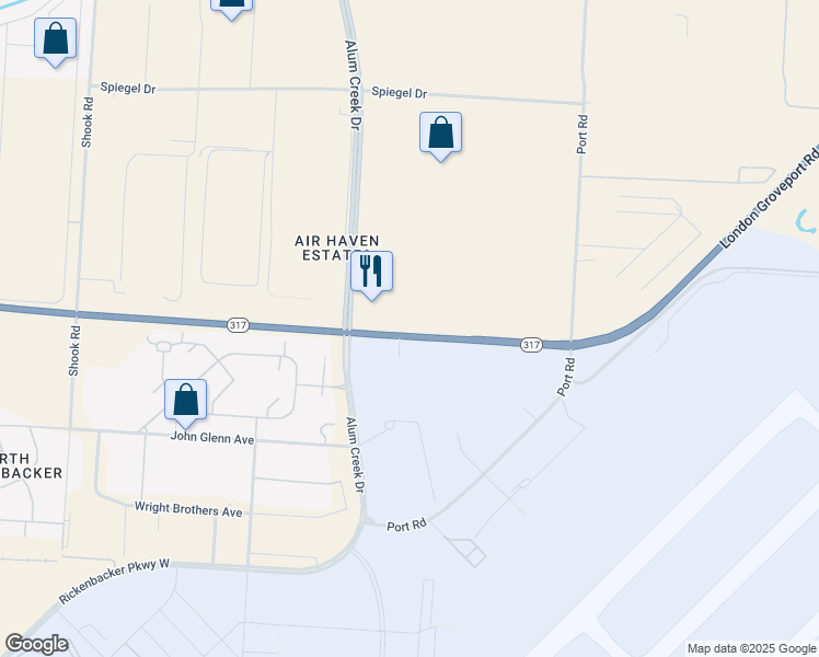 map of restaurants, bars, coffee shops, grocery stores, and more near 2501-2689 London Groveport Rd in Groveport