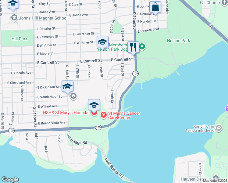 map of restaurants, bars, coffee shops, grocery stores, and more near 1226 South 20th Street in Decatur