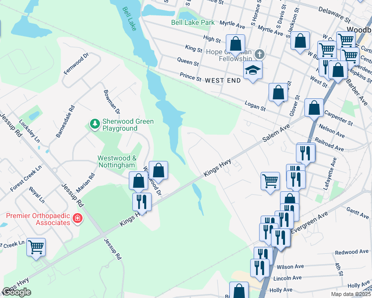 map of restaurants, bars, coffee shops, grocery stores, and more near 720 Maegus Drive in Woodbury