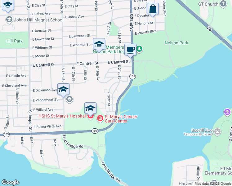 map of restaurants, bars, coffee shops, grocery stores, and more near 1022 South 21st Street in Decatur