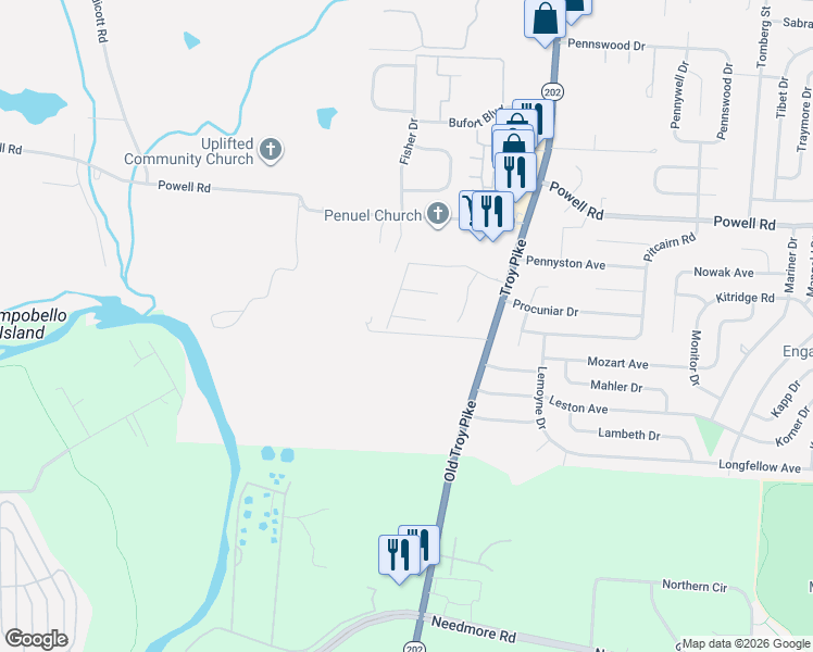 map of restaurants, bars, coffee shops, grocery stores, and more near 4199 Pheasant Court in Dayton