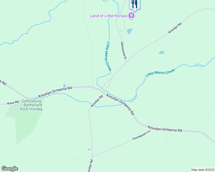 map of restaurants, bars, coffee shops, grocery stores, and more near 1180 Knoxlyn Road in Gettysburg