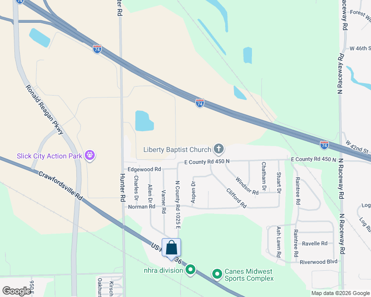 map of restaurants, bars, coffee shops, grocery stores, and more near 10270 East County Road 450 North in Indianapolis