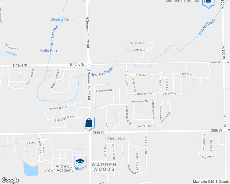 map of restaurants, bars, coffee shops, grocery stores, and more near 4027 Steelewater Lane in Indianapolis