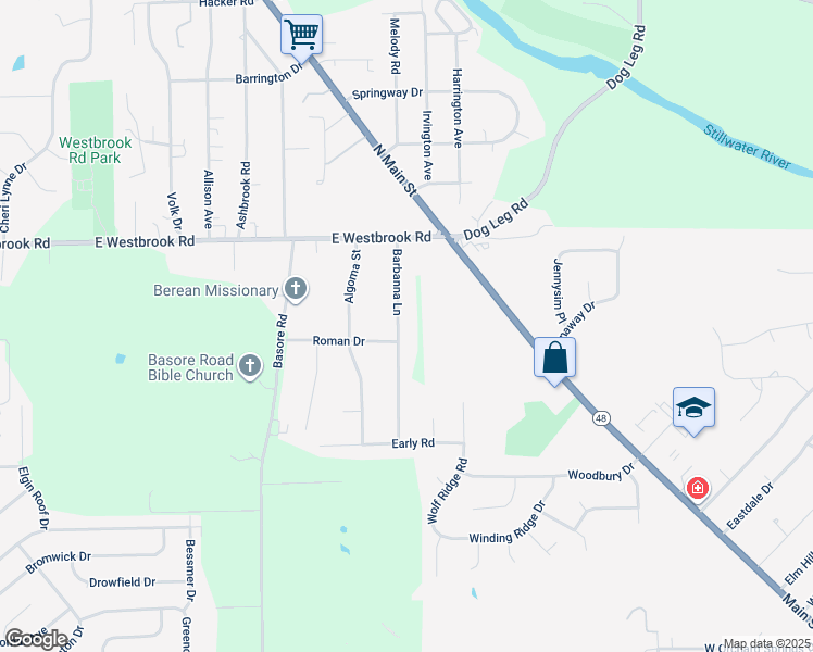 map of restaurants, bars, coffee shops, grocery stores, and more near 5804 Barbanna Lane in Dayton
