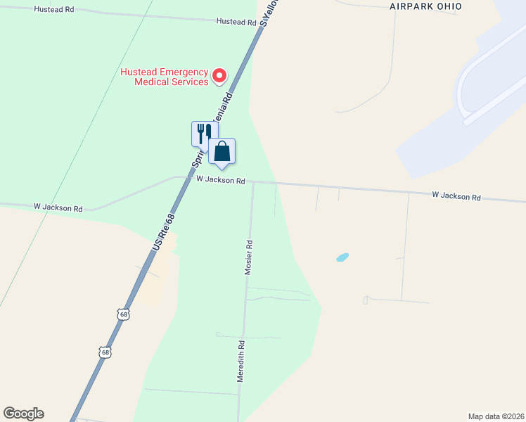 map of restaurants, bars, coffee shops, grocery stores, and more near 6590 Mosier Rd in Yellow Springs