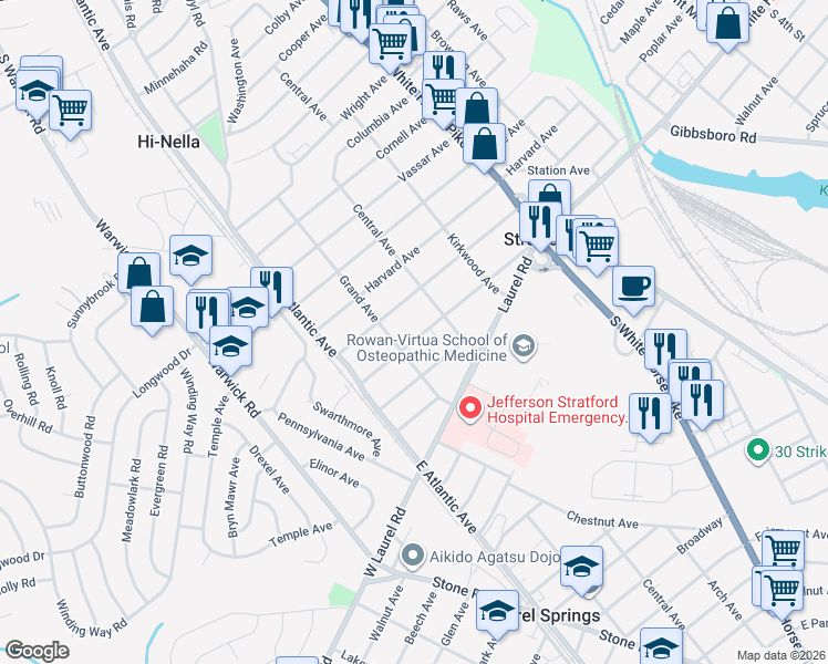 map of restaurants, bars, coffee shops, grocery stores, and more near 109 Union Avenue in Stratford