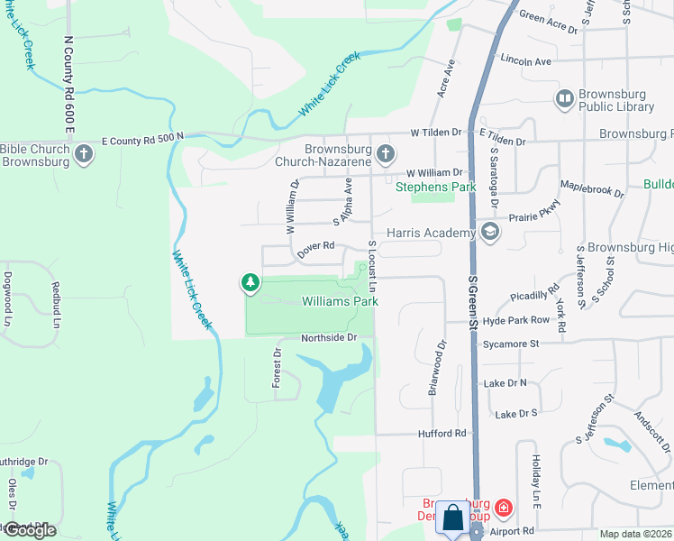 map of restaurants, bars, coffee shops, grocery stores, and more near 301 Weston Road in Brownsburg