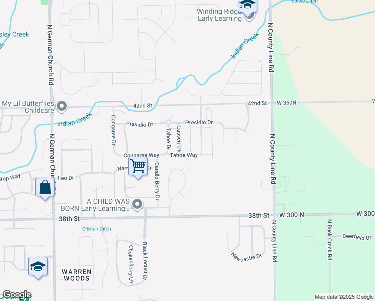 map of restaurants, bars, coffee shops, grocery stores, and more near 4026 Little Bighorn Dr in Indianapolis