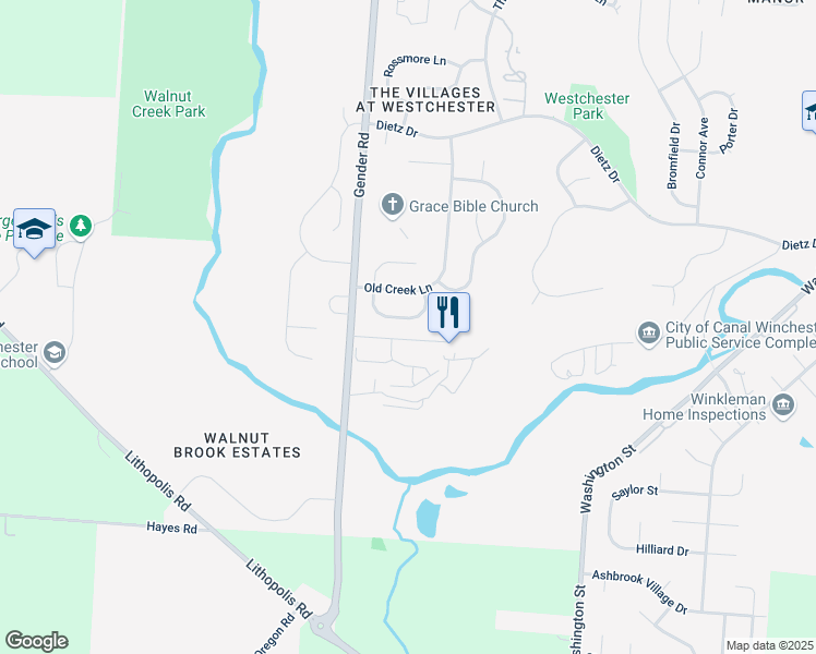 map of restaurants, bars, coffee shops, grocery stores, and more near 6245 Mistover Lane in Canal Winchester