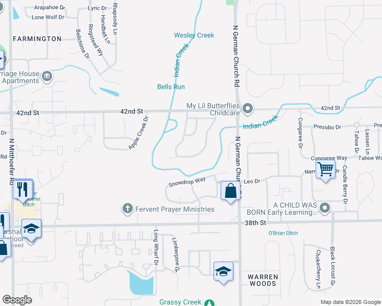 map of restaurants, bars, coffee shops, grocery stores, and more near 10818 Sterling Apple Drive in Indianapolis