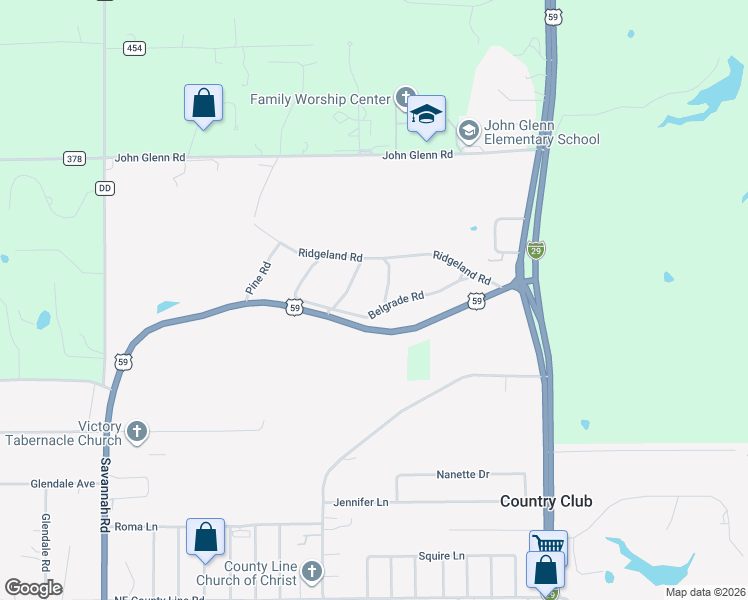 map of restaurants, bars, coffee shops, grocery stores, and more near 10 Belmont Road in Country Club
