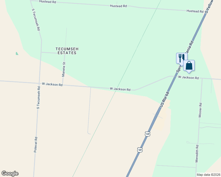 map of restaurants, bars, coffee shops, grocery stores, and more near 3201 West Jackson Road in Springfield